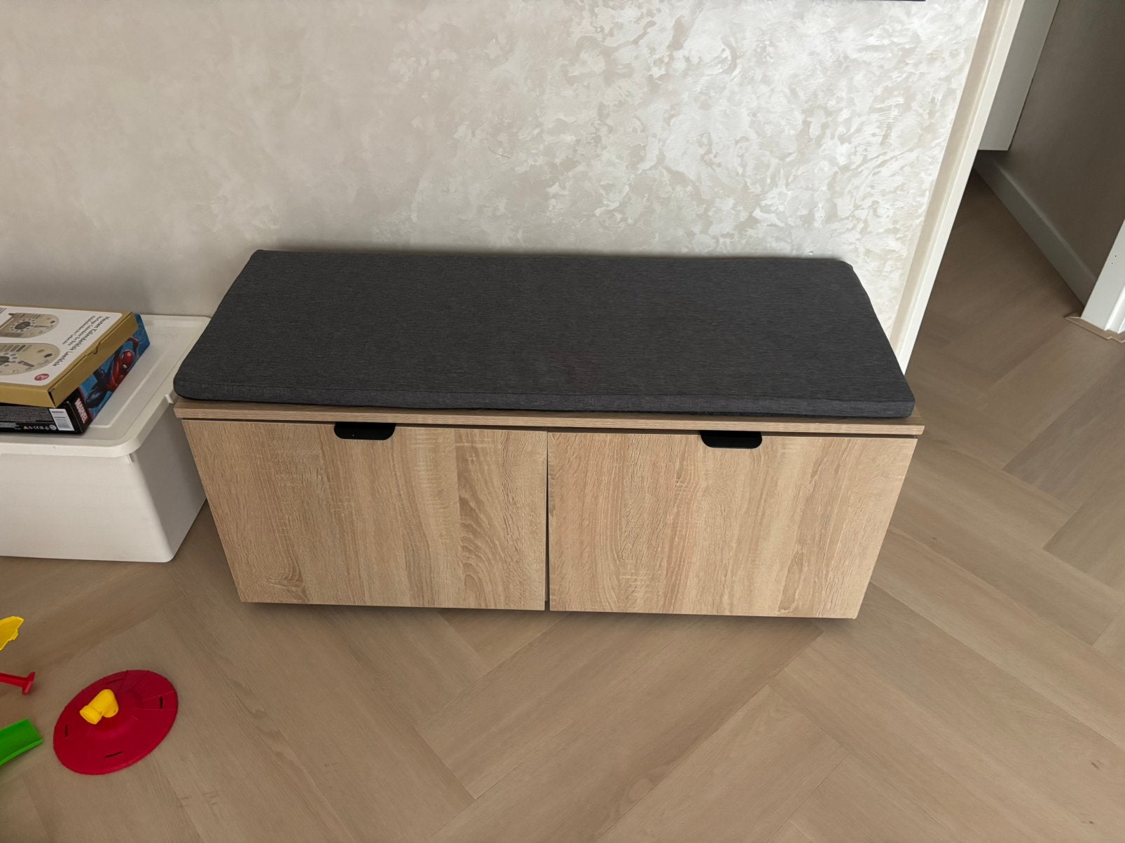 Schoenenkast / halbank met kussen, Ophalen of Verzenden, Zo goed als nieuw, 200 cm of meer, Minder dan 50 cm