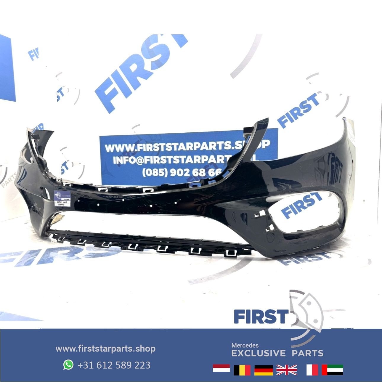 W222 BUMPER S KLASSE AMG VOORBUMPER ZWART WIT GRIJS FACELIFT, Gebruikt, -, Voor, Ophalen of Verzenden