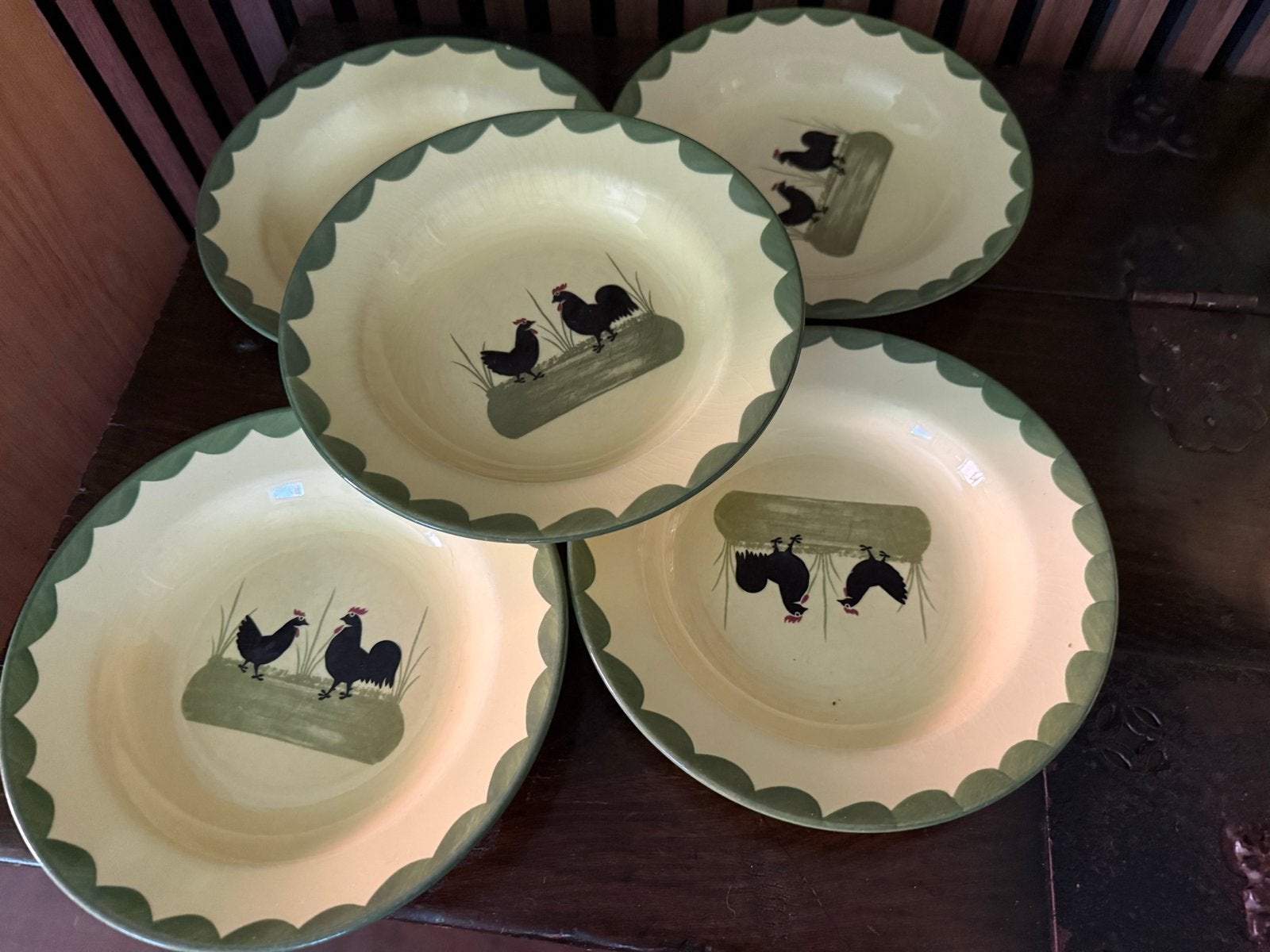 Zeller keramiek 5 diepe borden met haan en kip decoratie, Huis en Inrichting, Keuken | Servies, Gebruikt, Keramiek, Ophalen of Verzenden