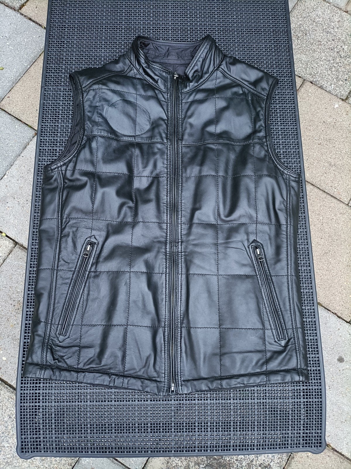 Stijlvol Zwart Leren Heren Vest - Maat L, Kleding | Heren, Maat 52/54 (L), Onbekend, Zwart, Ophalen of Verzenden