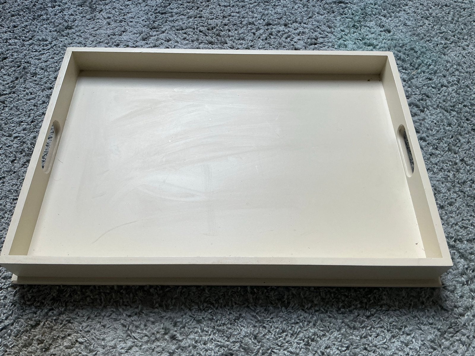 Crèmekleurig houten dienblad met handvatten, Ophalen, Gebruikt, Dienblad, Met handvatten