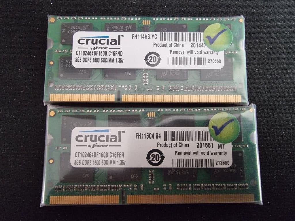 16GB (2X8GB) DDR3 PC3L-12800 1600Mhz 2Rx8 Crucial, Computers en Software, 1600mhz, DDR3, Ophalen of Verzenden, Zo goed als nieuw
