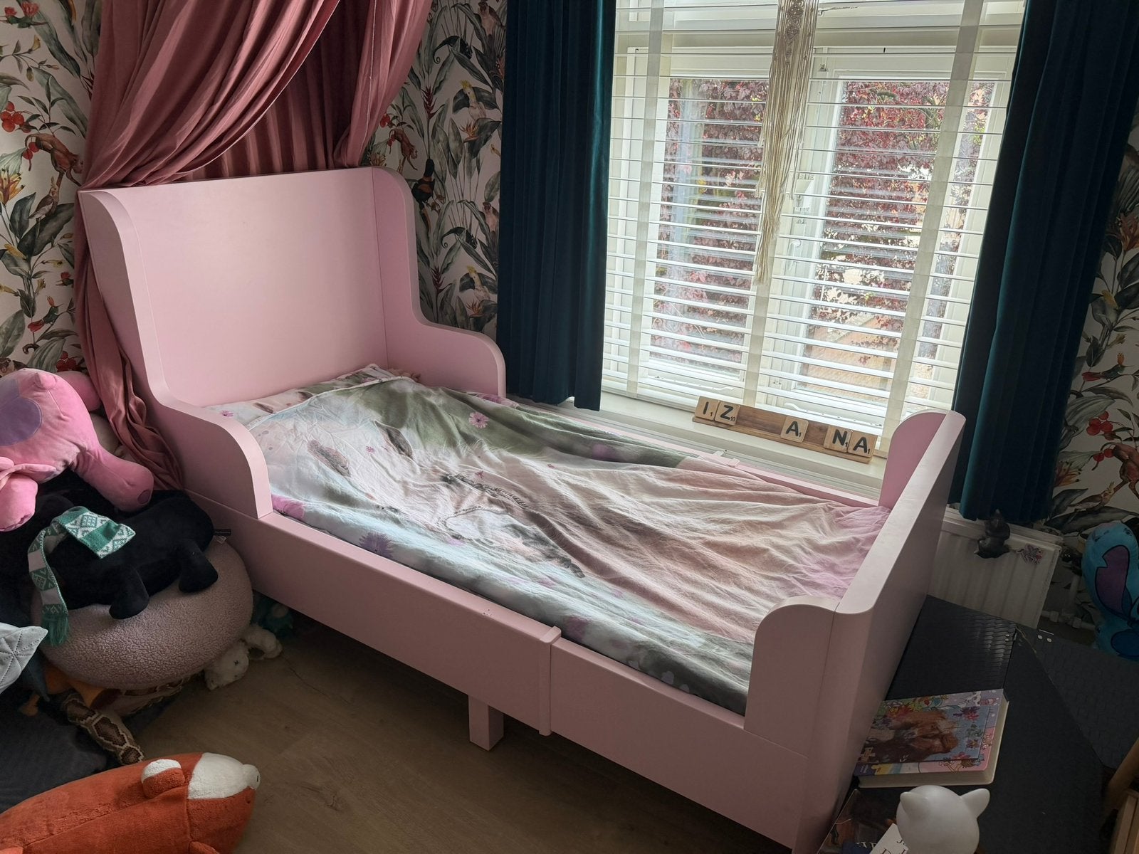 Kinder meegroei bed Busunge Ikea incl lattenbodem en matras, Gebruikt, 70 tot 85 cm, 180 cm of meer, Ophalen