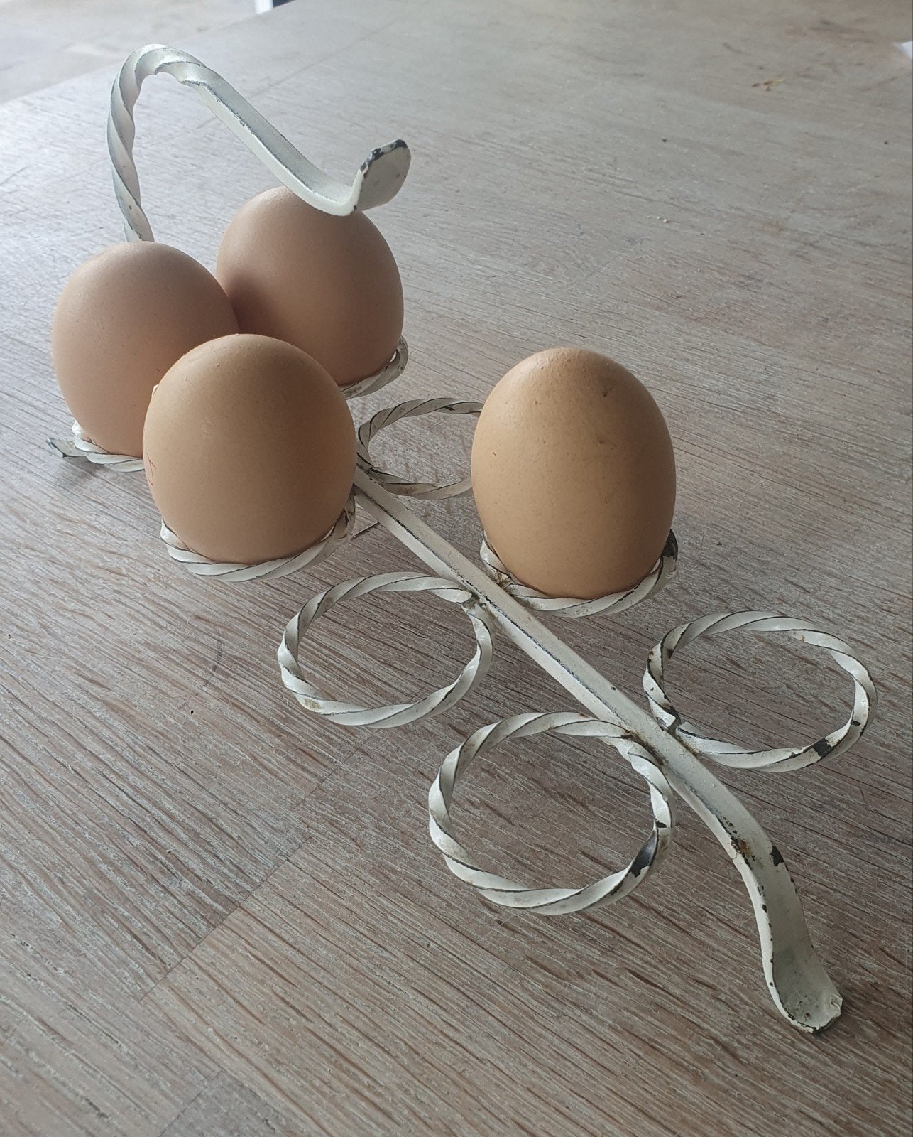 Vintage eierrekje van (wit) smeedijzer, Ophalen of Verzenden
