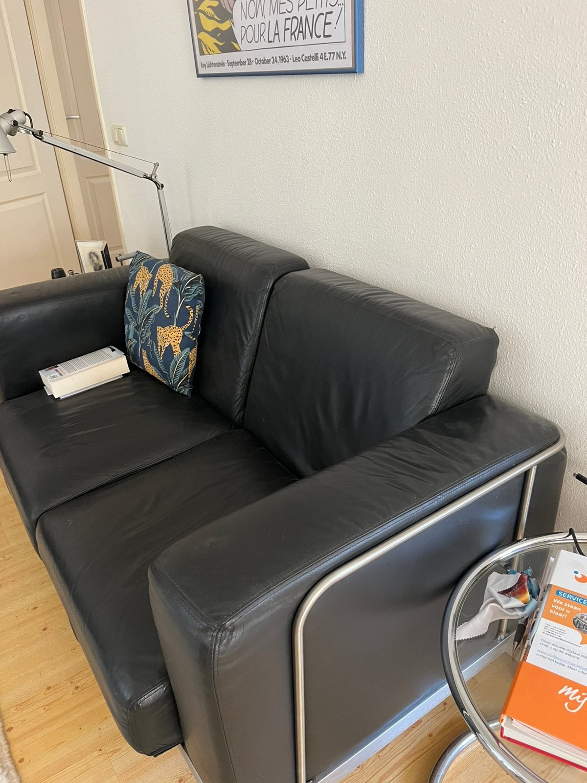 Mooie lederen twee en tweeënhalf zits bank, Ophalen, Gebruikt, Minder dan 75 cm, 150 tot 200 cm