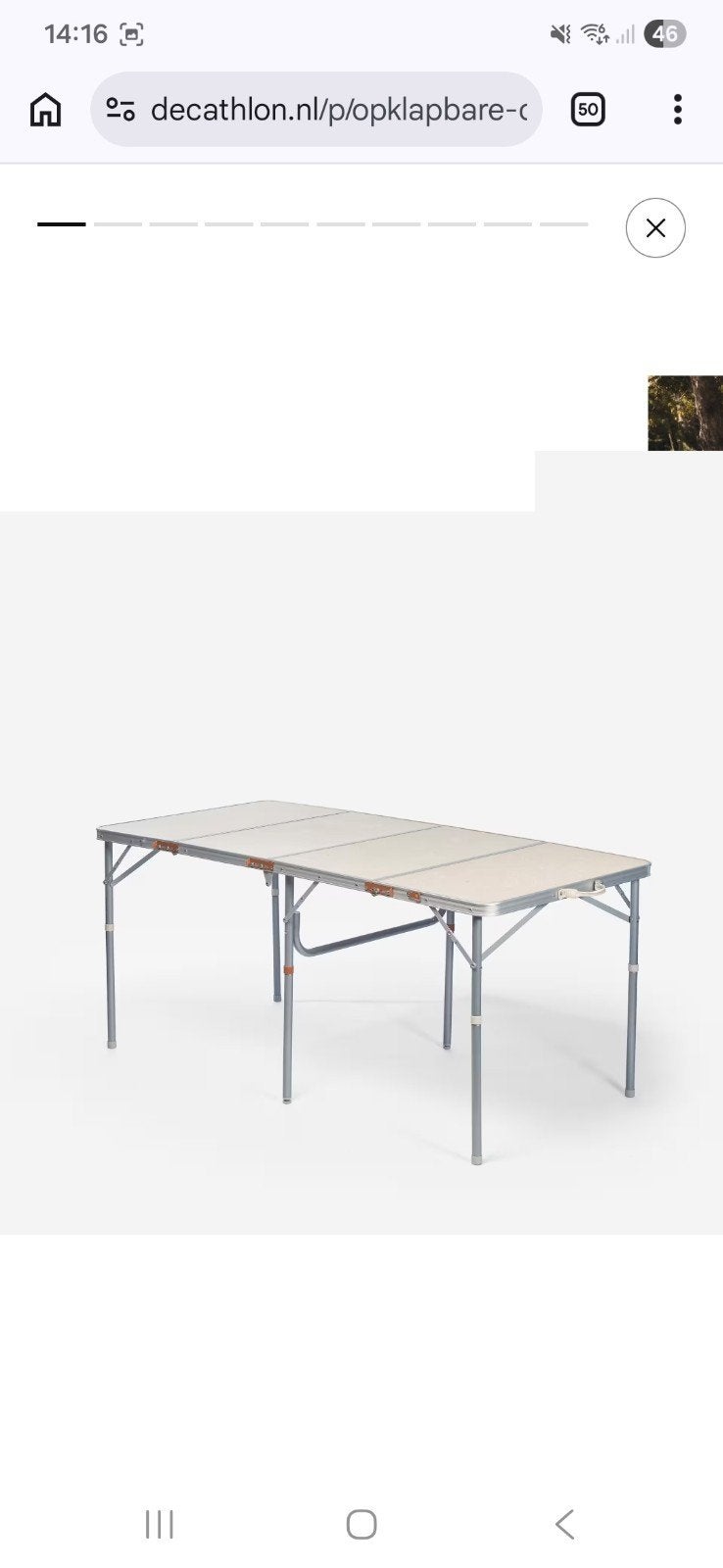 Opvouwbare campingtafel 6 tot 8 personen beige, Caravans en Kamperen, Kampeermeubelen, Ophalen, Zo goed als nieuw, Campingtafel