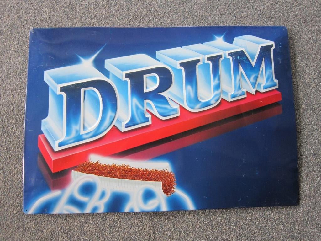 DRUM SHAG BLIKKEN RECLAMEBORD, Ophalen, Gebruikt, Reclamebord