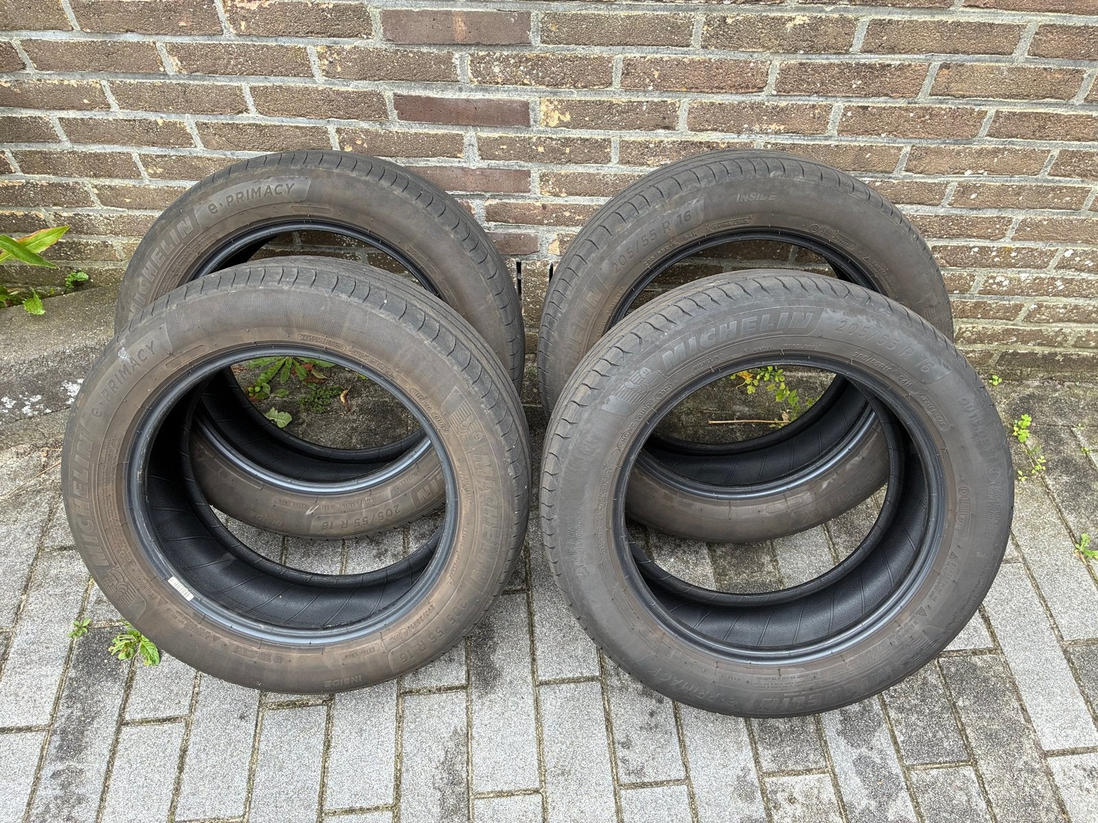 4x Michelin E Primacy Zomerbanden 205 55 R16, Ophalen, Gebruikt, 16 inch, 205 mm