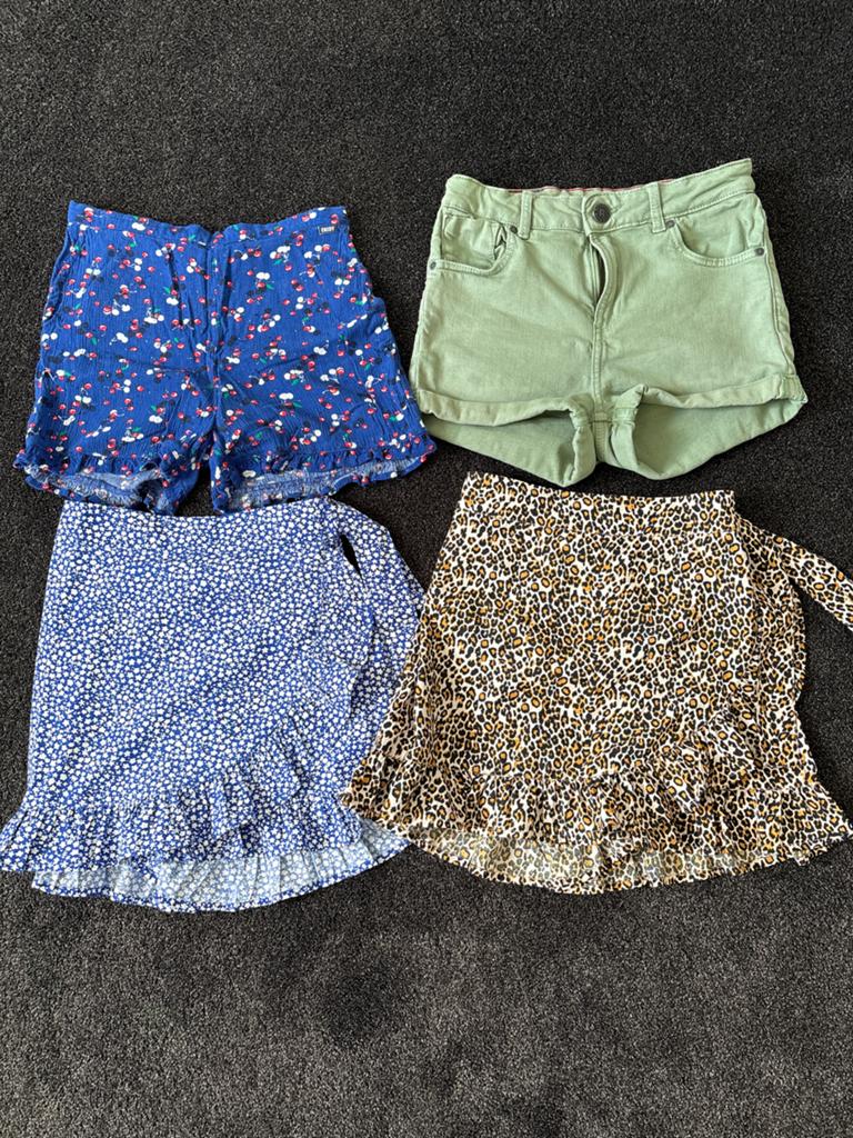 4 korte broeken WE Fashion (2 skorts, 2 shorts) mt 146-152, Kinderen en Baby's, Kinderkleding | Maat 146, Ophalen of Verzenden