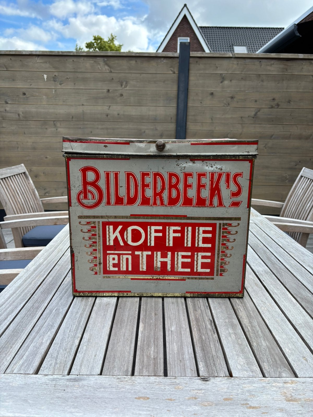Winkelblik Bilderbeek’s koffie en thee uit Arnhem, Verzamelen, Blikken, Ophalen of Verzenden, Gebruikt, Koffie
