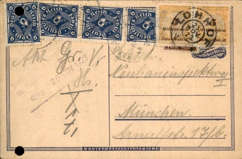 Derde Rijk - Inflatie - Postkaart - 1923, Ophalen of Verzenden, Briefkaart
