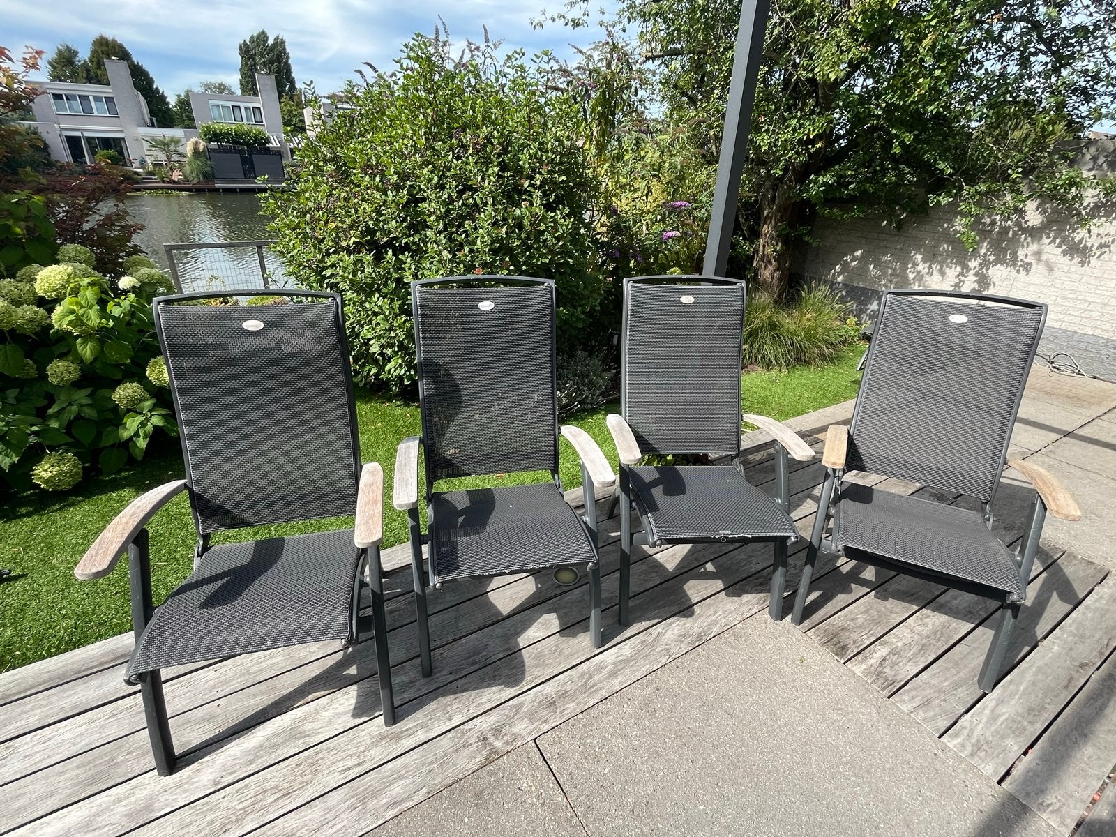 4x Hartman tuinstoelen - verstelbaar en inklapbaar, Tuin en Terras, Tuinstoelen, Ophalen, Gebruikt, Metaal, Inklapbaar