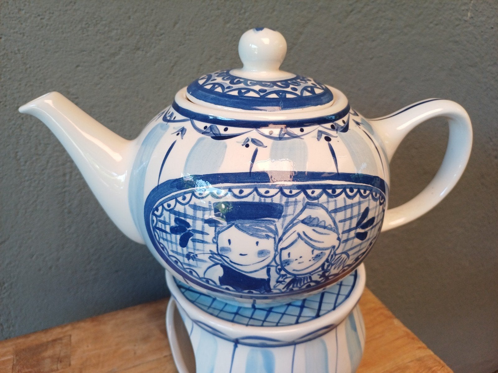 Delfts Blond Amsterdam theepot met theelicht ZGAN, Verzenden, Zo goed als nieuw, Aardewerk, Overige typen