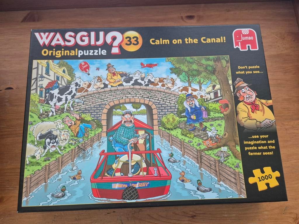 Wasgij puzzel 33 calm on the canal 1000 stukjes, Ophalen of Verzenden, 500 t/m 1500 stukjes