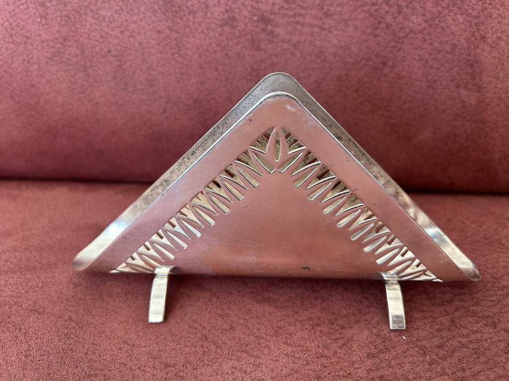 Vintage verzilverde zilver servethouder, Overige typen, Ophalen of Verzenden, Gebruikt, Metaal