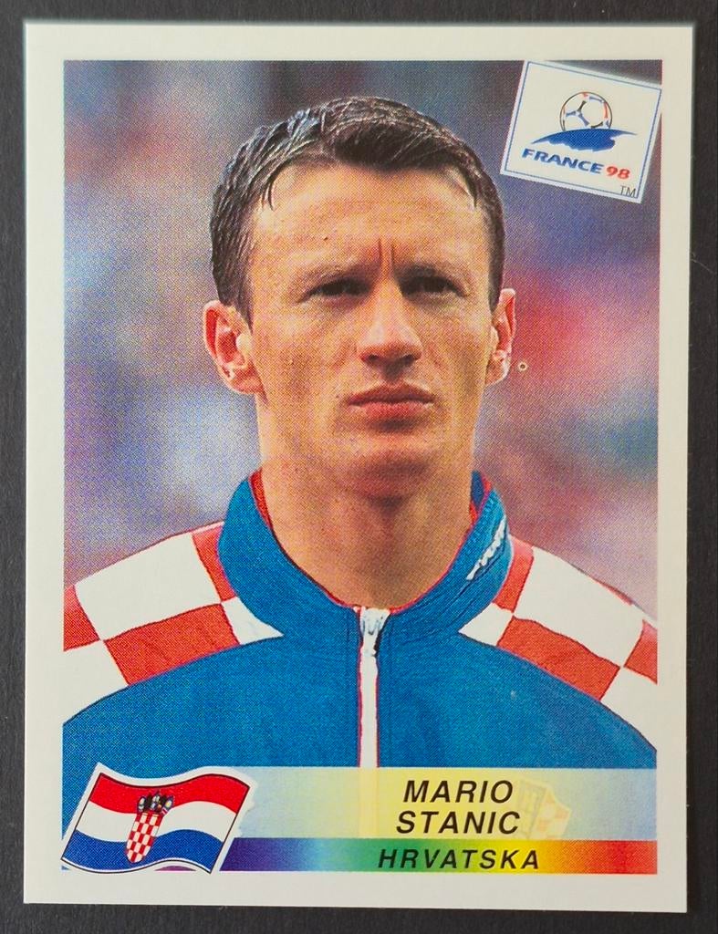 Panini sticker Mario Stanic - Kroatië, WK 98, Ophalen of Verzenden, Zo goed als nieuw, Buitenlandse clubs, Poster, Plaatje of Sticker