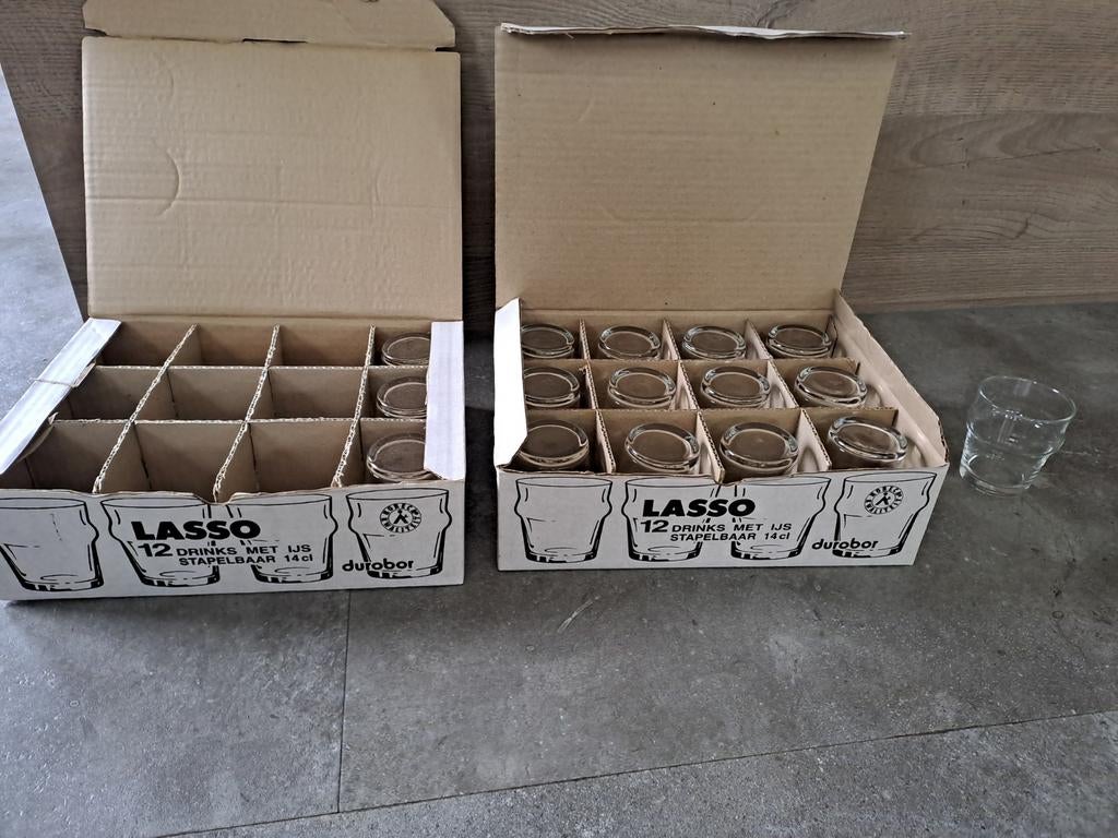 Lasso likeurglazen,stapelbare drinkglaasjes,waxineglaasjes, Huis en Inrichting, Ophalen of Verzenden, Zo goed als nieuw, Glas