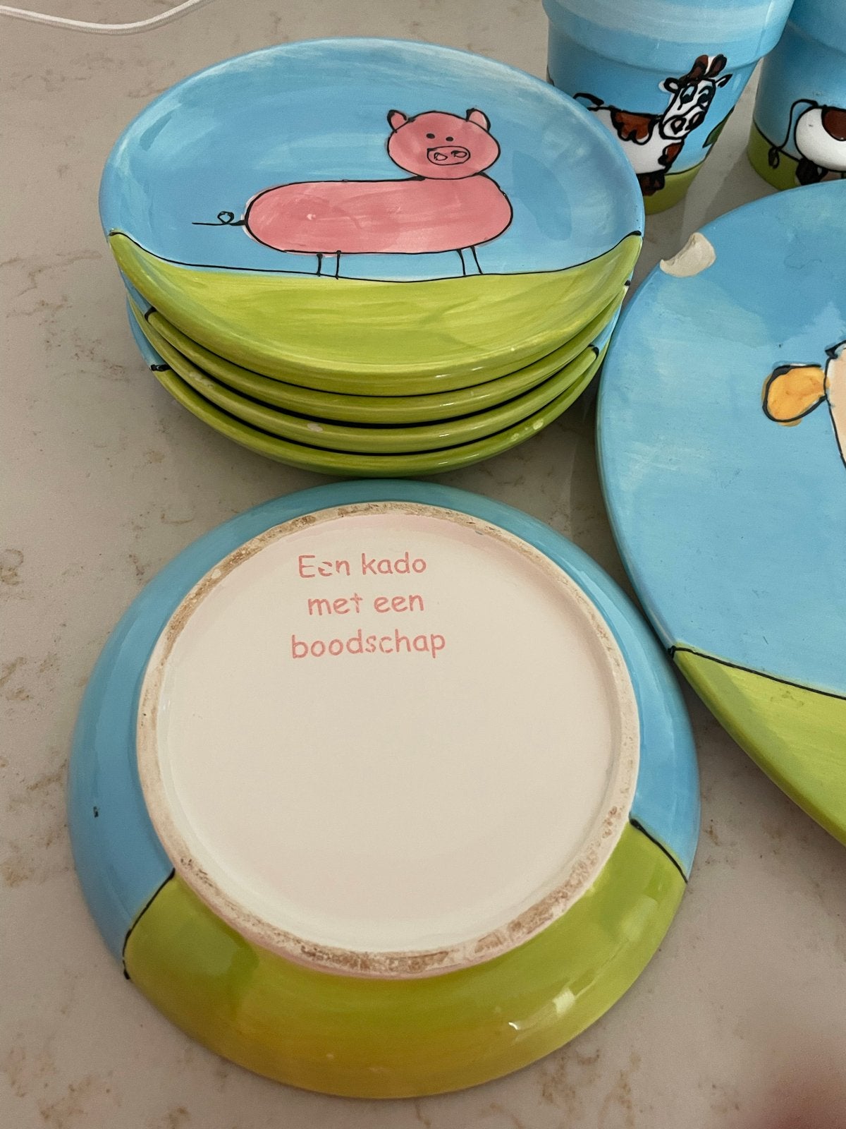 Leuk servies met boerderijdieren, Huis en Inrichting, Keuken | Servies, Gebruikt, Overige merken, Keramiek, Overige typen