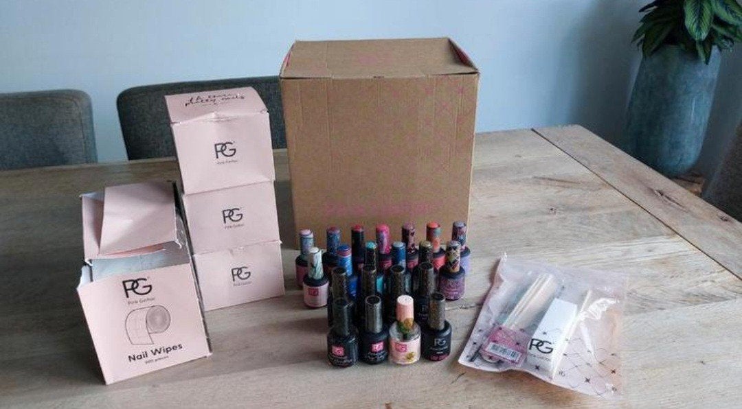 Pink Gellac XL set origineel met extra's, Gebruikt, Overige kleuren, Ophalen of Verzenden, Handen en Nagels