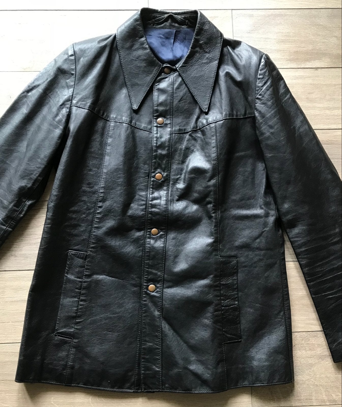 Vintage Zwartleren Heren Jas - Tijdloze Stijl, Kleding | Heren, Onbekend, Maat 48/50 (M), Zwart, Ophalen of Verzenden