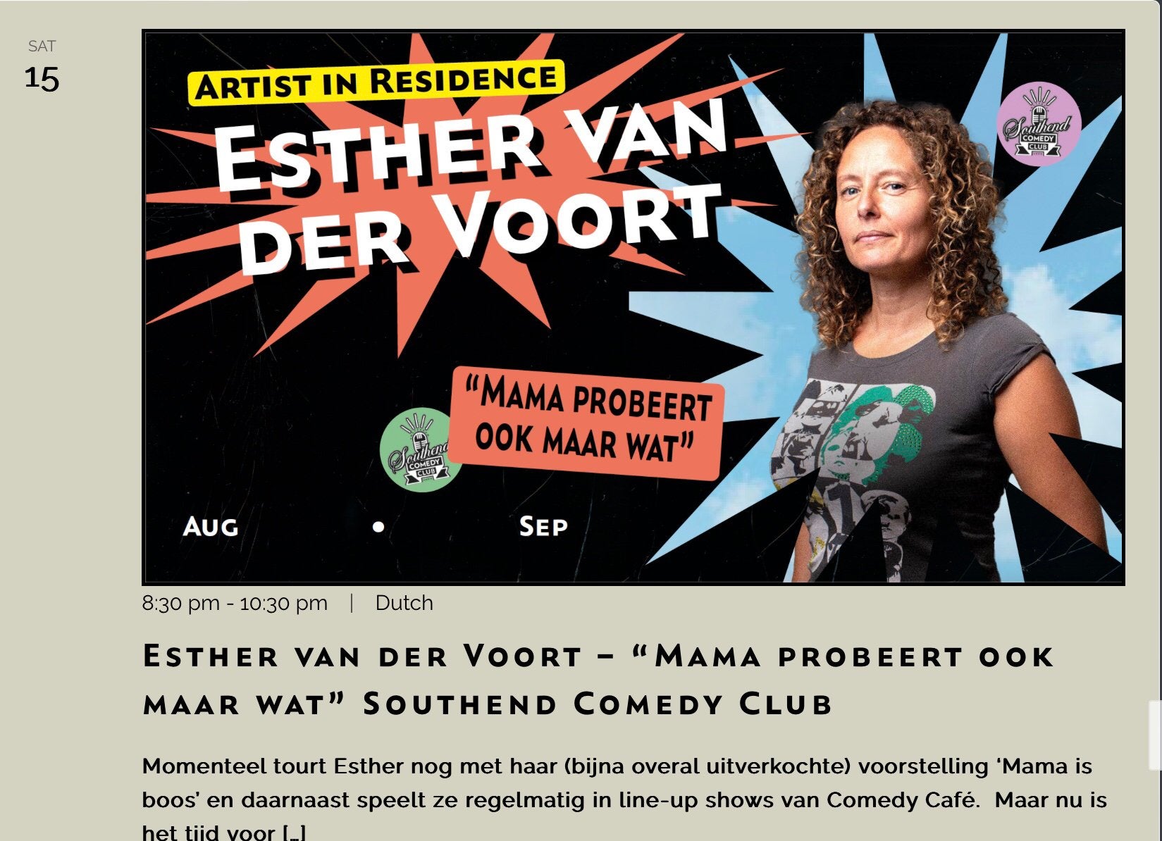 Esther van der Voort , zaterdag 15 augustus Amsterdam, Twee personen, Augustus
