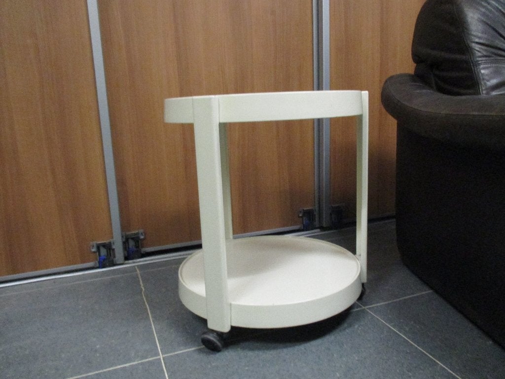 Trolley serveerwagen wit kunststof design jaren 70 retro, Gebruikt, ?, Kunststof, Wit
