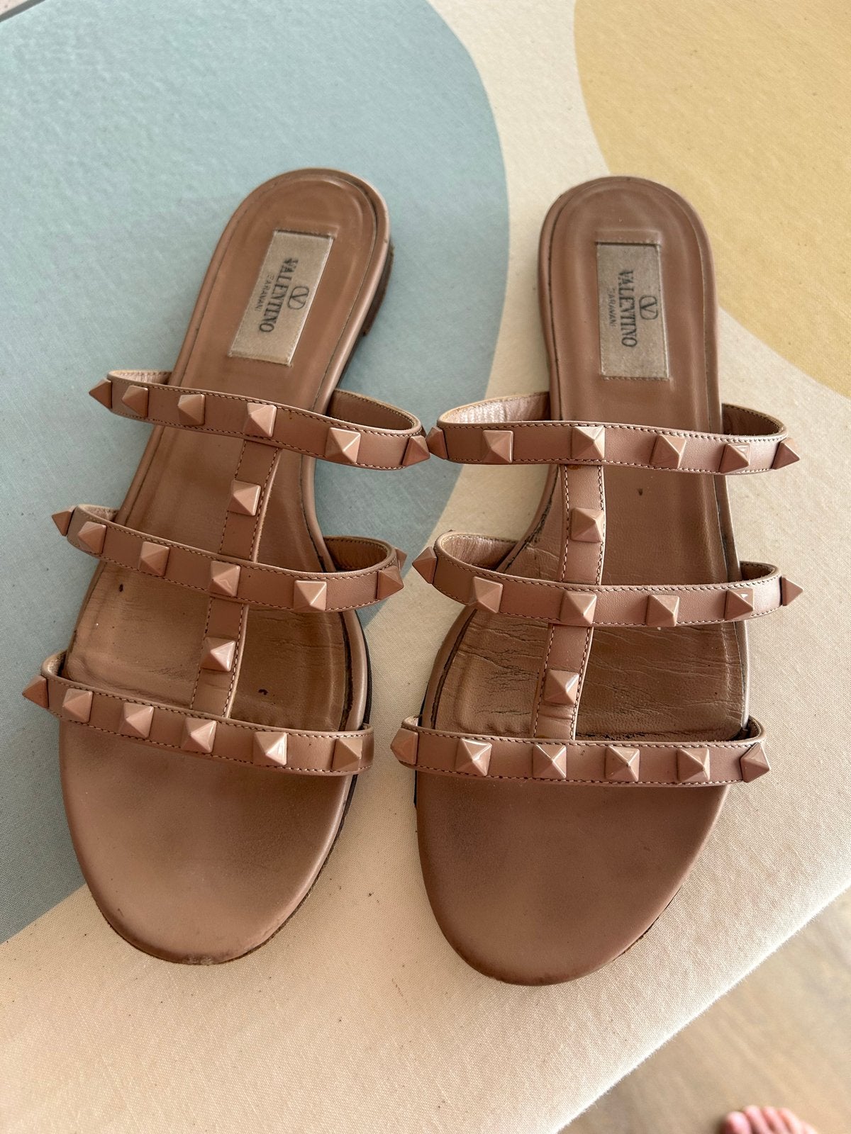 Valentino Garavani Rockstud sandalen nude - Maat 38, Ophalen, Gedragen, Beige, Sandalen of Muiltjes