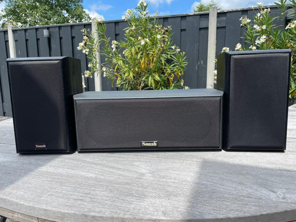 Set van 4 Sonab luidsprekerboxen, Gebruikt, Overige typen, 60 tot 120 watt, Ophalen