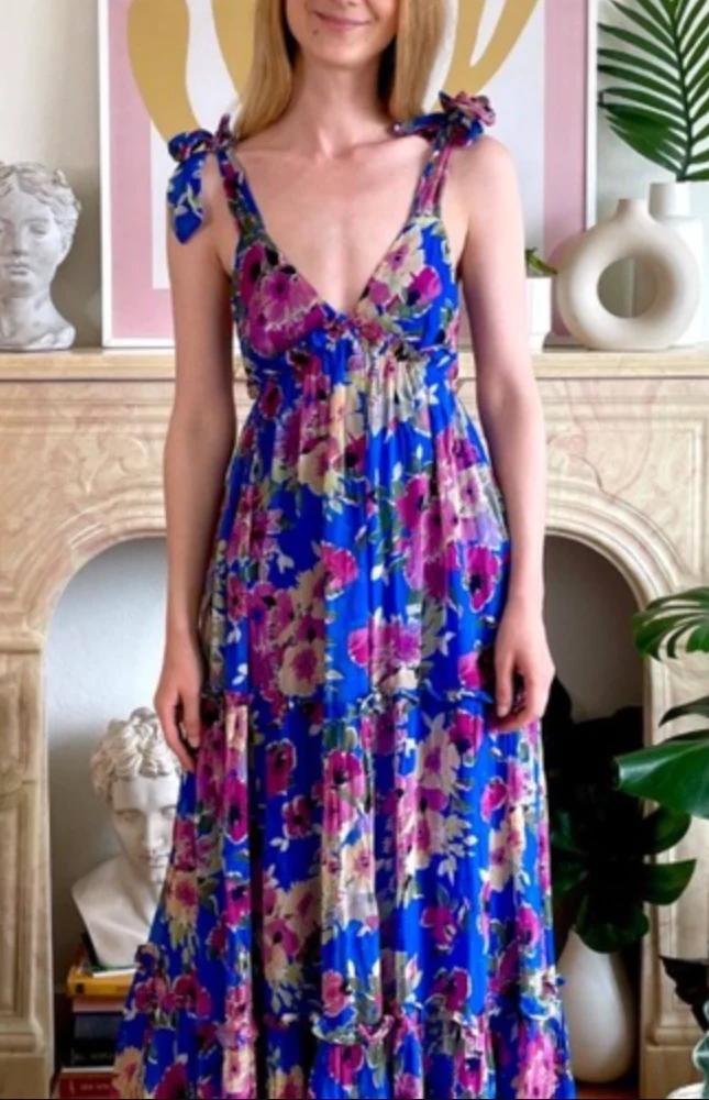 Sézane maxidress maat 46 NIEUW!, Kleding | Dames, Blauw, Maat 46/48 (XL) of groter, Nieuw, Ophalen of Verzenden