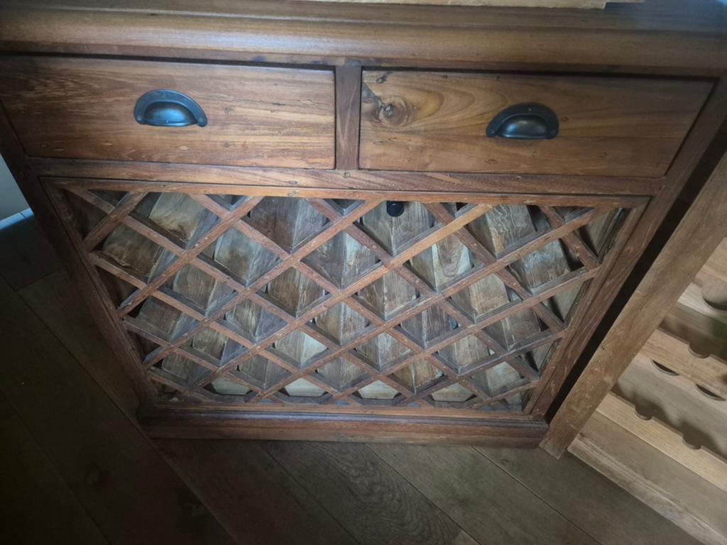 Wijnkast teak, Ophalen, Hout, Minder dan 50 cm