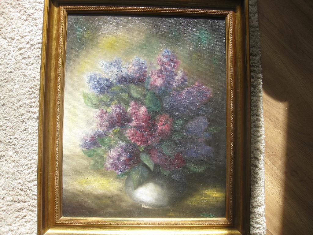 Stilleven, vaas met Hortensia's. Gesigneerd. Mooie lijst., Ophalen of Verzenden