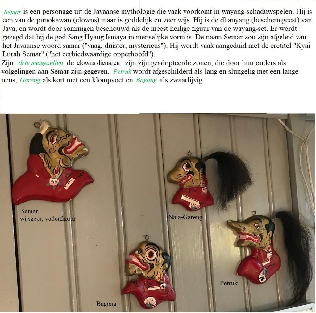 4 Wayang clown poppen, Indonesisch., Ophalen, Zo goed als nieuw, Overige typen