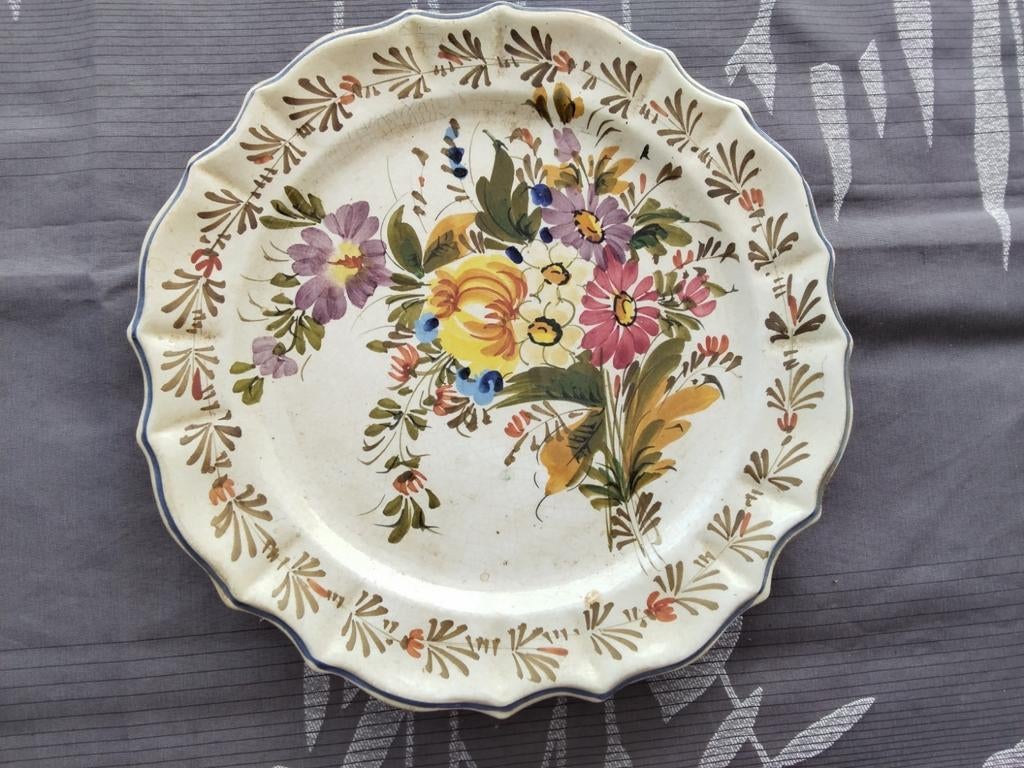 Mooi handgeschilderd Bassano wandbord met bloemenrank, Ophalen of Verzenden