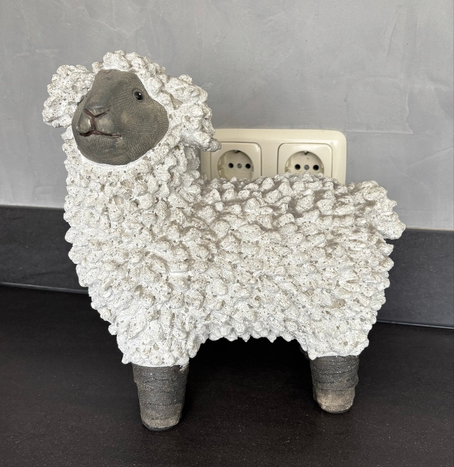 Decoratie schaap, Ophalen, Wit, Steen/keramiek, Landelijk