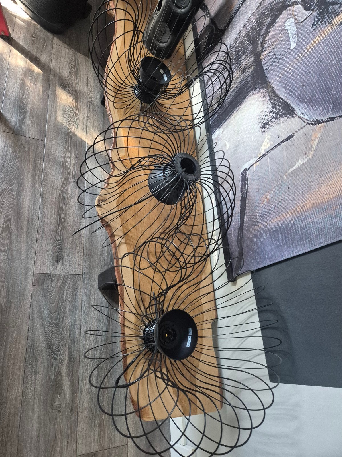 3x Zwarte Draadstalen Hanglampen - IKEA Stijl, Ophalen, E27 (groot), Zo goed als nieuw, Metaal