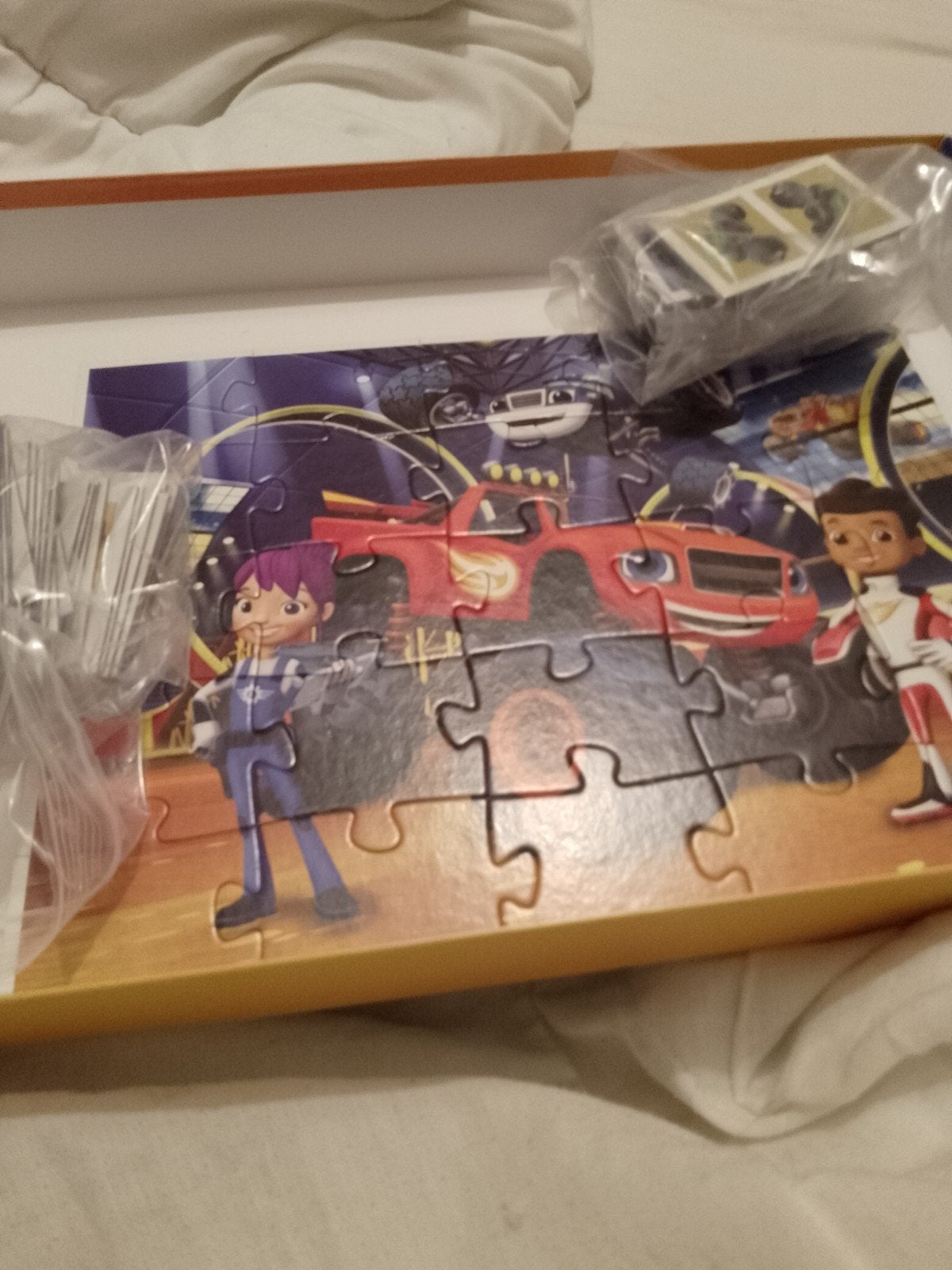 Blaze en de Monsterwielen Superpack 4-in-1 2 Puzzels, Domino, Ophalen of Verzenden, 10 tot 50 stukjes, Zo goed als nieuw, 4 tot 6 jaar