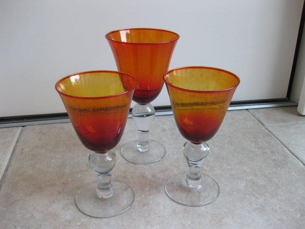 Vaasjes gekleurd glas oranje sierglaasjes, Ophalen of Verzenden, Gebruikt, Oranje, Glas