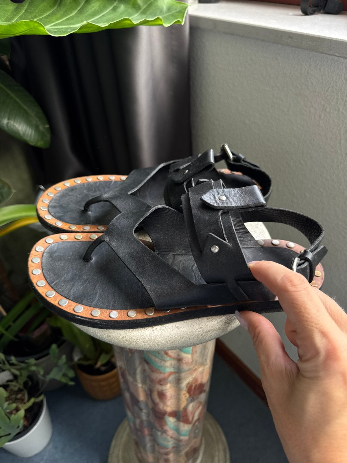 Isabel Marant size 38 Leather  Sandals, Verzenden, Gedragen, Zwart, Sneakers of Gympen