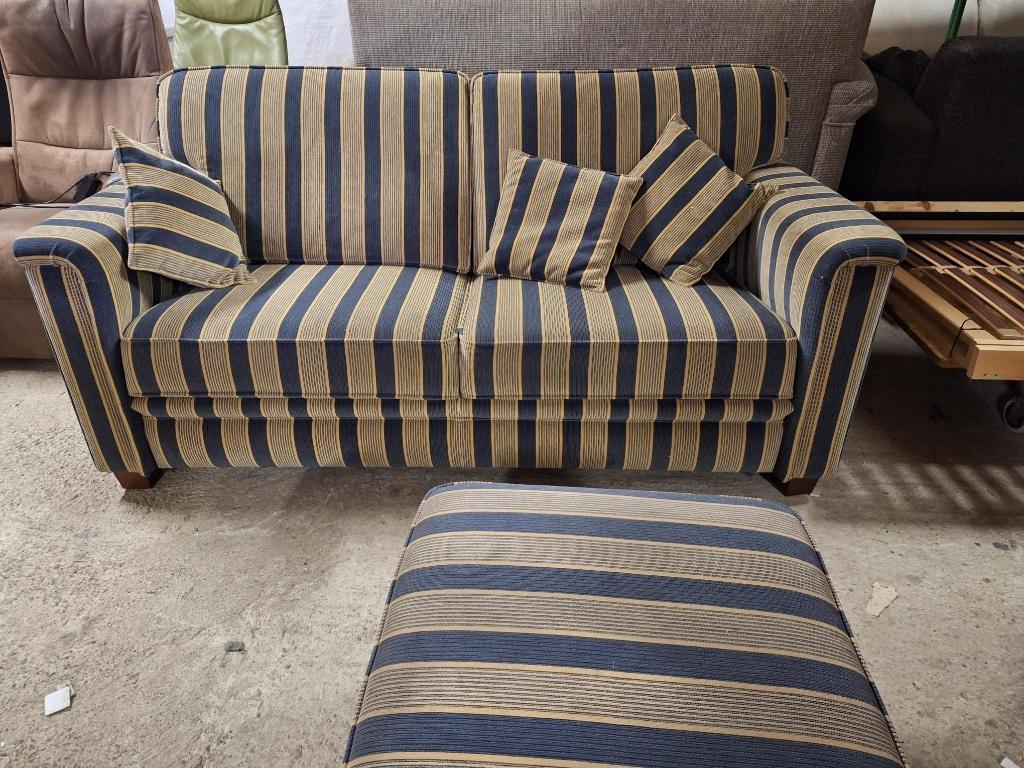 Luxe Vidato bank en poef / strepen bankstel verstelbaar, 125 cm of meer, Ophalen of Verzenden, Zo goed als nieuw, Stof