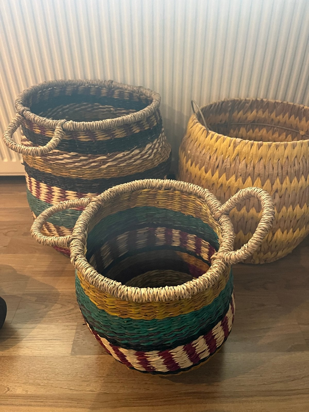 Set van rieten manden, Huis en Inrichting, Woonaccessoires | Schalen en Manden, Gebruikt, Gevlochten, Mand, Ophalen of Verzenden