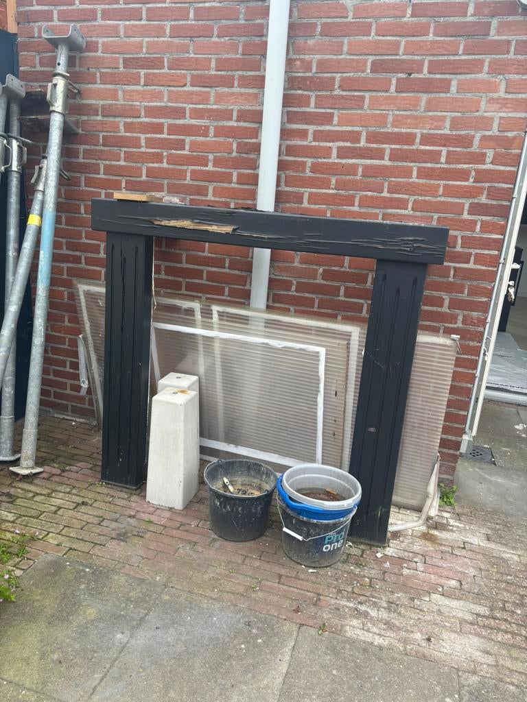 Haardschouw eikenhout, Huis en Inrichting, Ophalen, Gebruikt, Vrijstaande haard, Houthaard