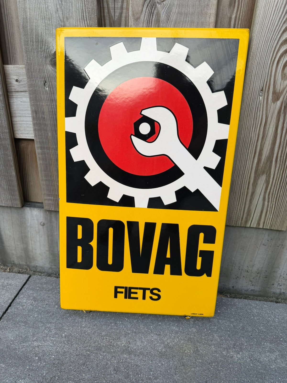 Bovag Fiets emaille reclamebord, Reclamebord, Gebruikt, I, Ophalen of Verzenden