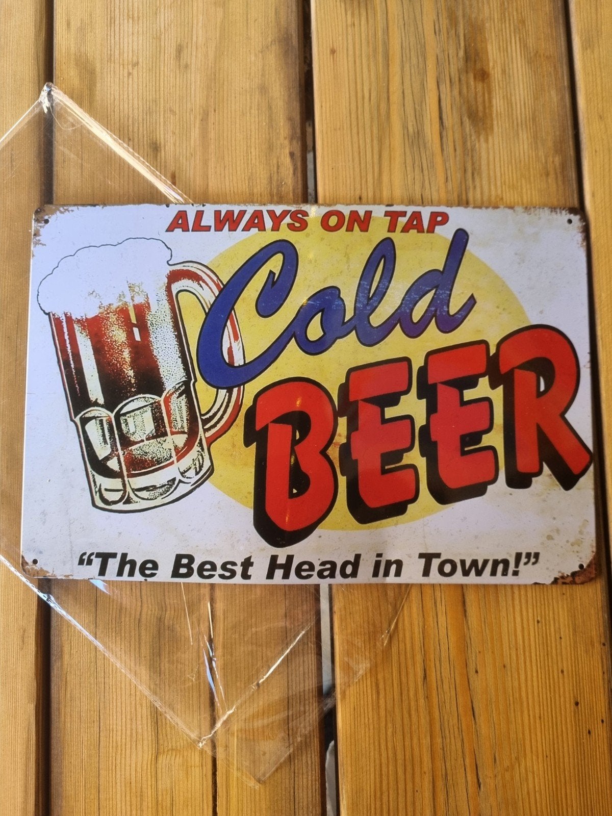 Metalen bord "Always on Tap Cold Beer", Ophalen of Verzenden, Nieuw, Reclamebord