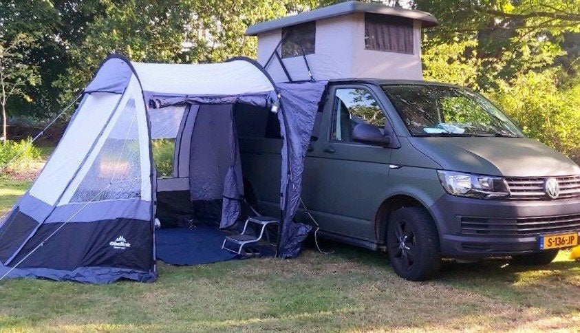 Voortent VW  camperbus. Tent 1 keer gebruikt.  Puntgaaf ., Ophalen, Zo goed als nieuw