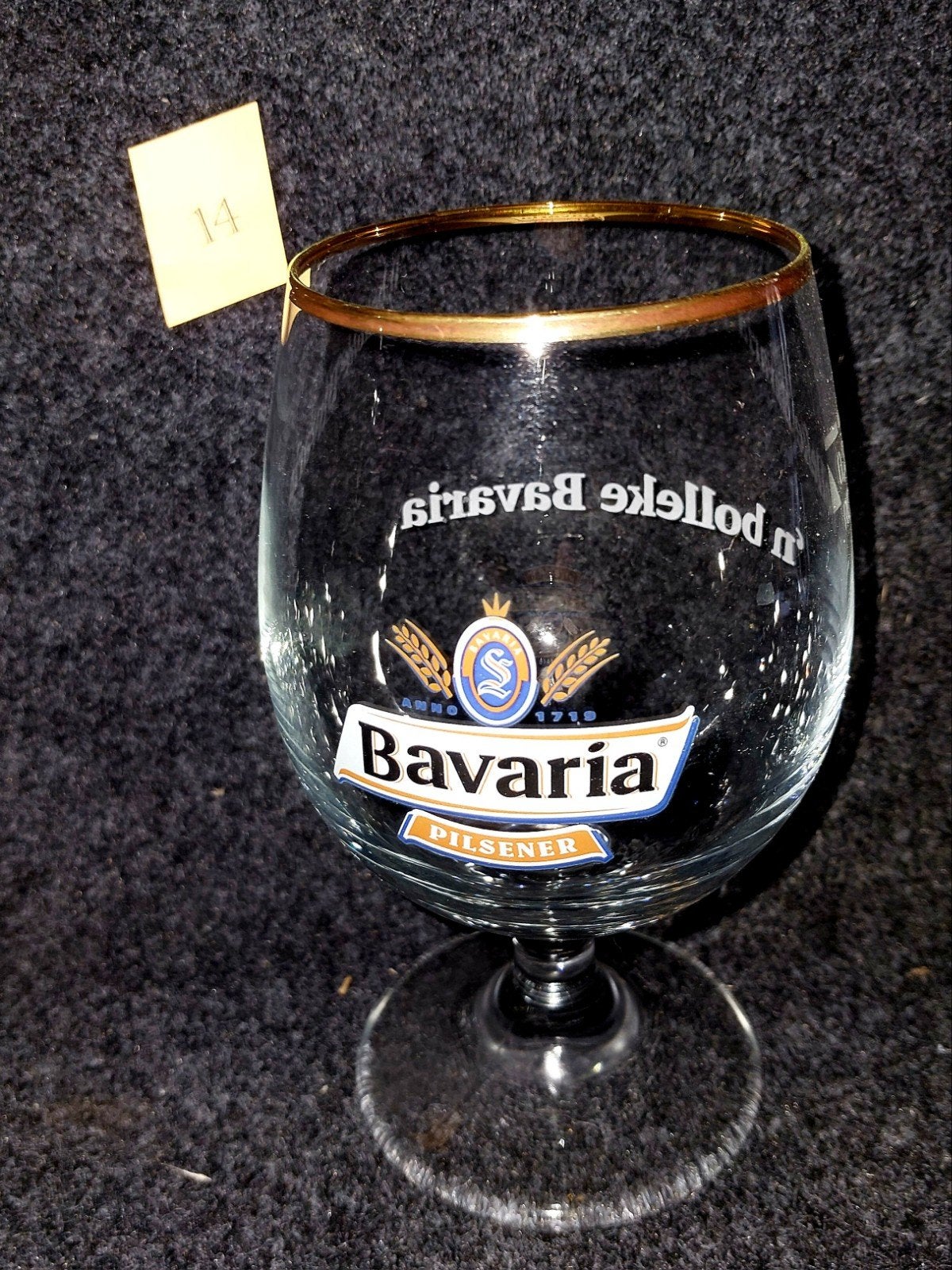 Bavaria bierglas "Bolleke Bavaria" met gouden rand, Ophalen of Verzenden