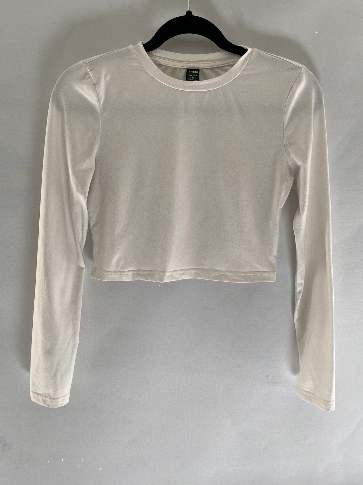 SHEIN witte cropped longsleeve dames maat S/36, Kleding | Dames, Tops, Wit, Ophalen of Verzenden, Zo goed als nieuw, Lange mouw