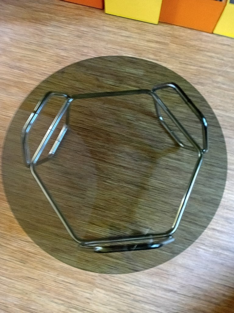 Salontafel rookglas rond jaren '70 Vintage, Ophalen, 50 – 75, 50 tot 100 cm, 50 tot 100 cm