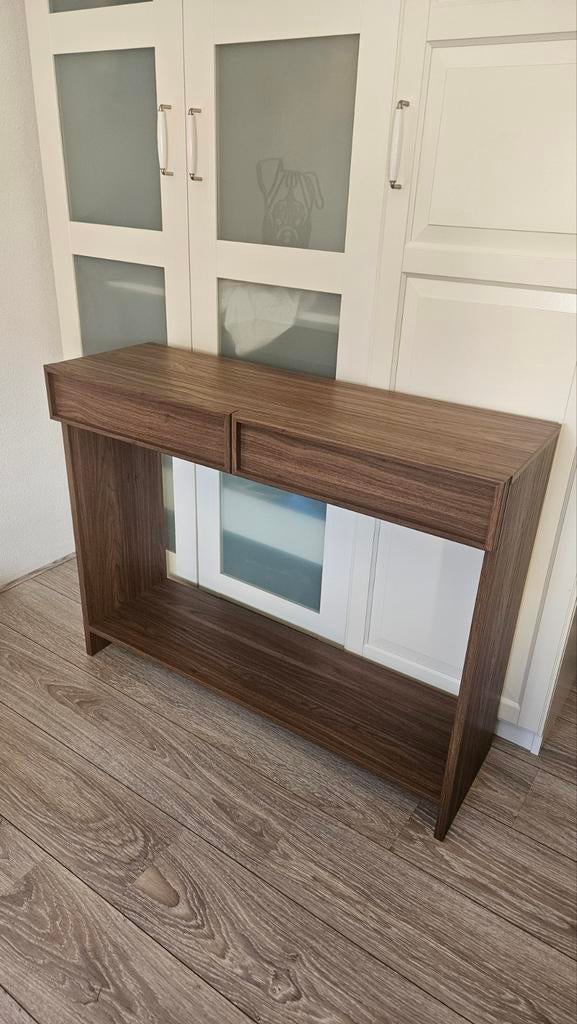 Gloednieuwe sidetable in walnootbruin (100x33x78 cm), Ophalen, 100 tot 150 cm, Nieuw, Overige houtsoorten