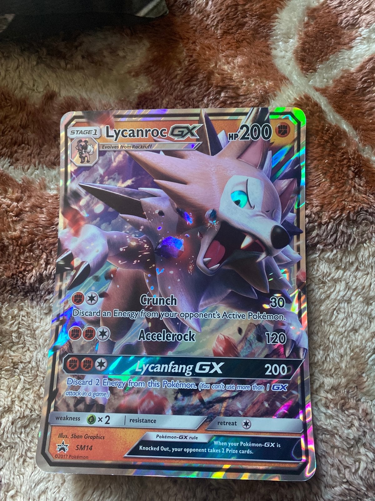 Pokémon Lycanroc GX Groot SM14 Promo Kaart -, Ophalen of Verzenden, Zo goed als nieuw, Losse kaart, Foil