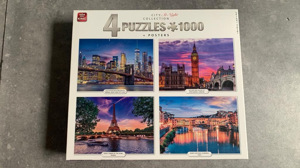 4 Puzzels 1000 stukjes, Ophalen of Verzenden, 500 t/m 1500 stukjes, Zo goed als nieuw